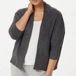 BAREFOOT DREAMS Cozychic Lite Knit Ribbed Shrig Cardigan Gray Small/Medium